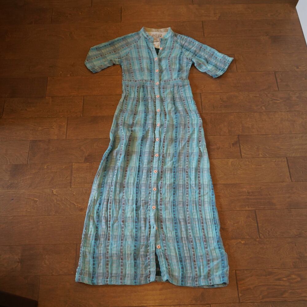 Ace & Jig Short Sleeve Button Closure Dress Blue Womens Size Small